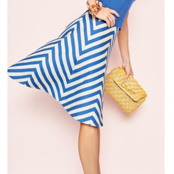 NWT Talbots blue and white cotton chevron stripe skirt 2P - Picture 2 of 9